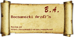 Bocsanszki Arzén névjegykártya